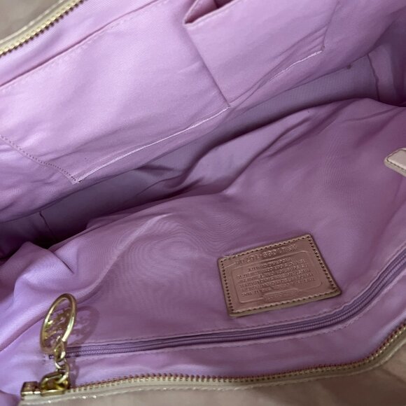 COACH Poppy collection textured raffia & patton leather bleaker tote. #16706 - Picture 5 of 7